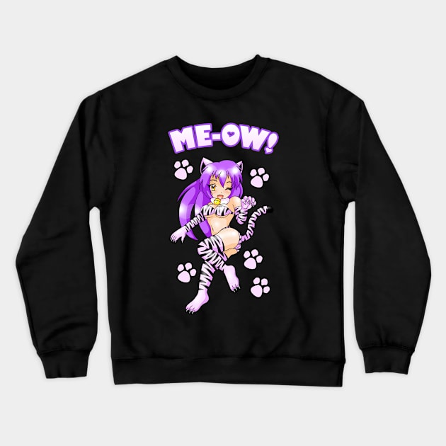 Me-Ow Catgirl Crewneck Sweatshirt by wildsidecomix